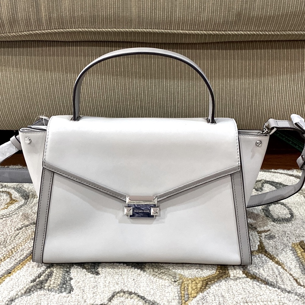 💕 Michael Kors NWT $348 Whitney gray satchel shoulder bag beautiful 💕